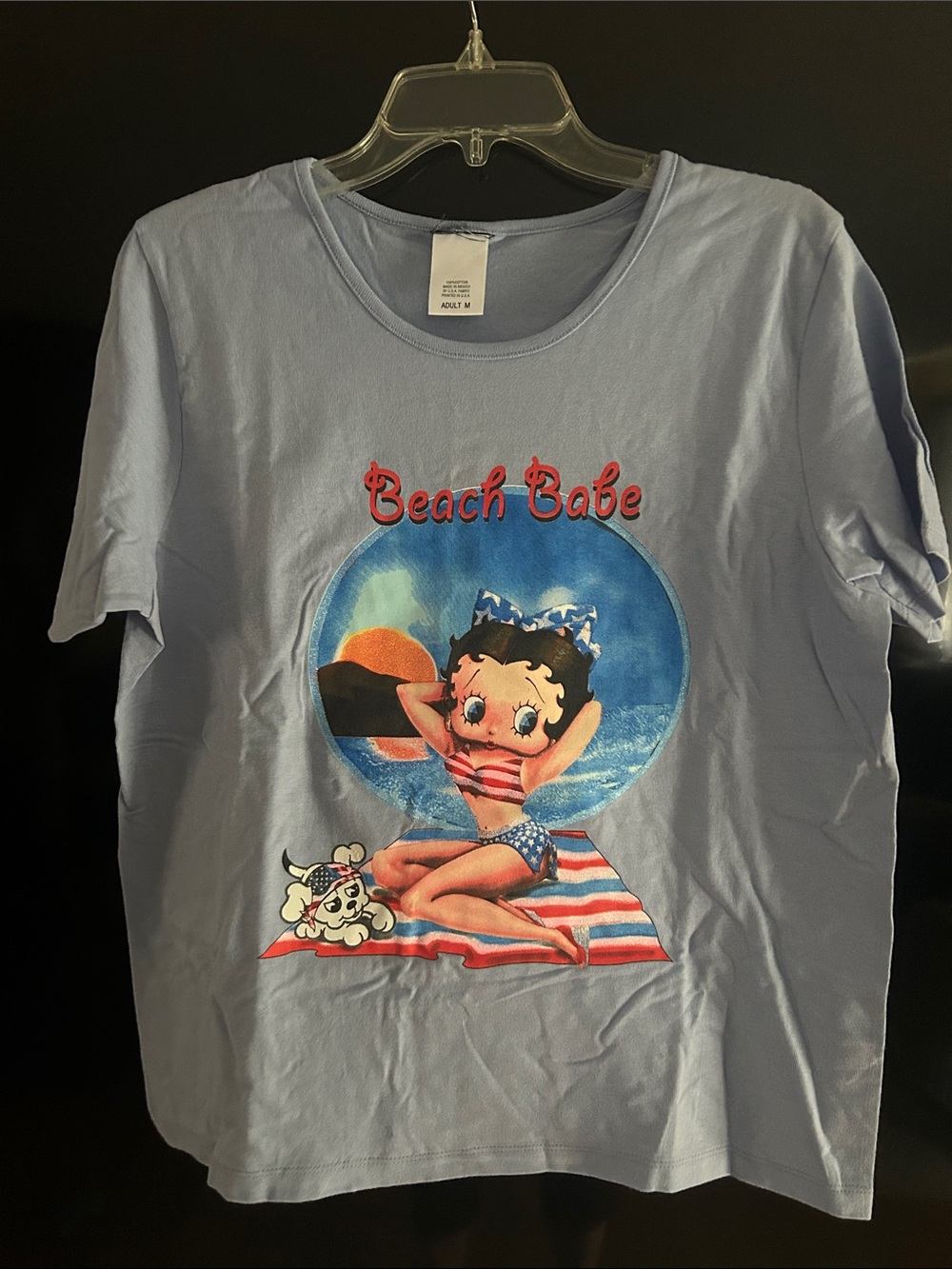 Beach Babe Betty Boop Graphic Tee - Light Blue